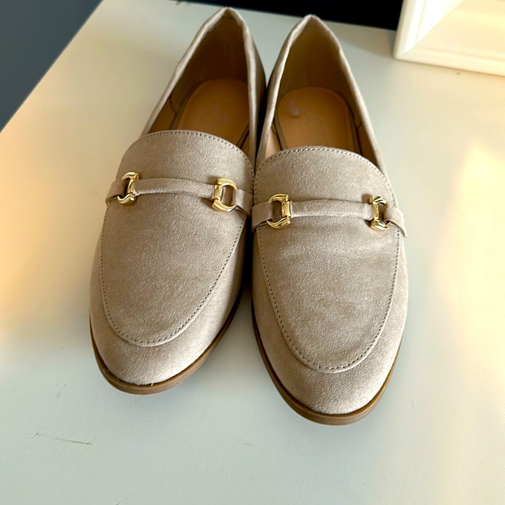 Tan suede loafers